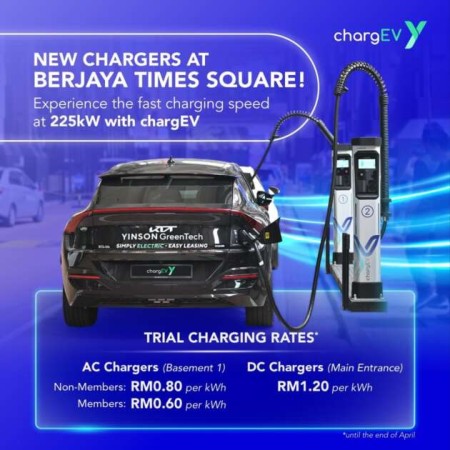 ChargEV installs 2x CCS2 (up to 225 kW) Kempower DC 6x AC 22 kW chargers at Berjaya Times Square